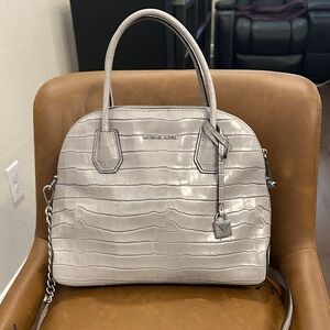 Michael Kors Gray Croc-Embossed Satchel